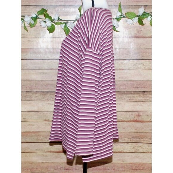 Bobbie Brooks Ladies Knit Shirt Top Size XL Purple Striped Long Sleeve Henley St - Picture 4 of 8